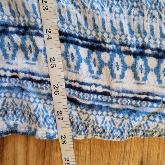 Woman Within Top Shirt Womens 2X Blue White Tie Dye Bell Sleeve Peasant Boho - Picture 8 of 11